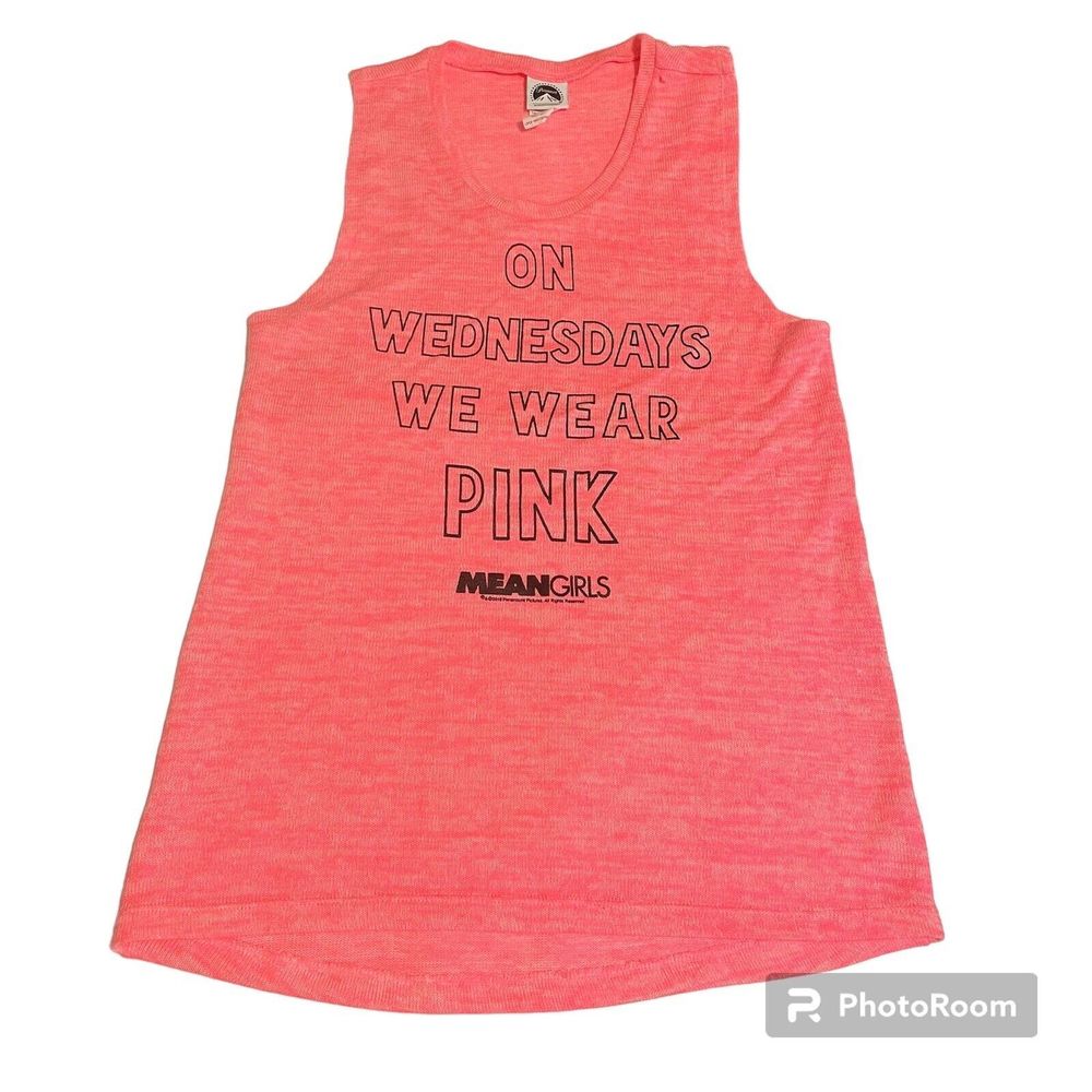 Women's Mean Girls On Wednesdays We Wear Pink Tank Top Sleeveless Shirt Medium